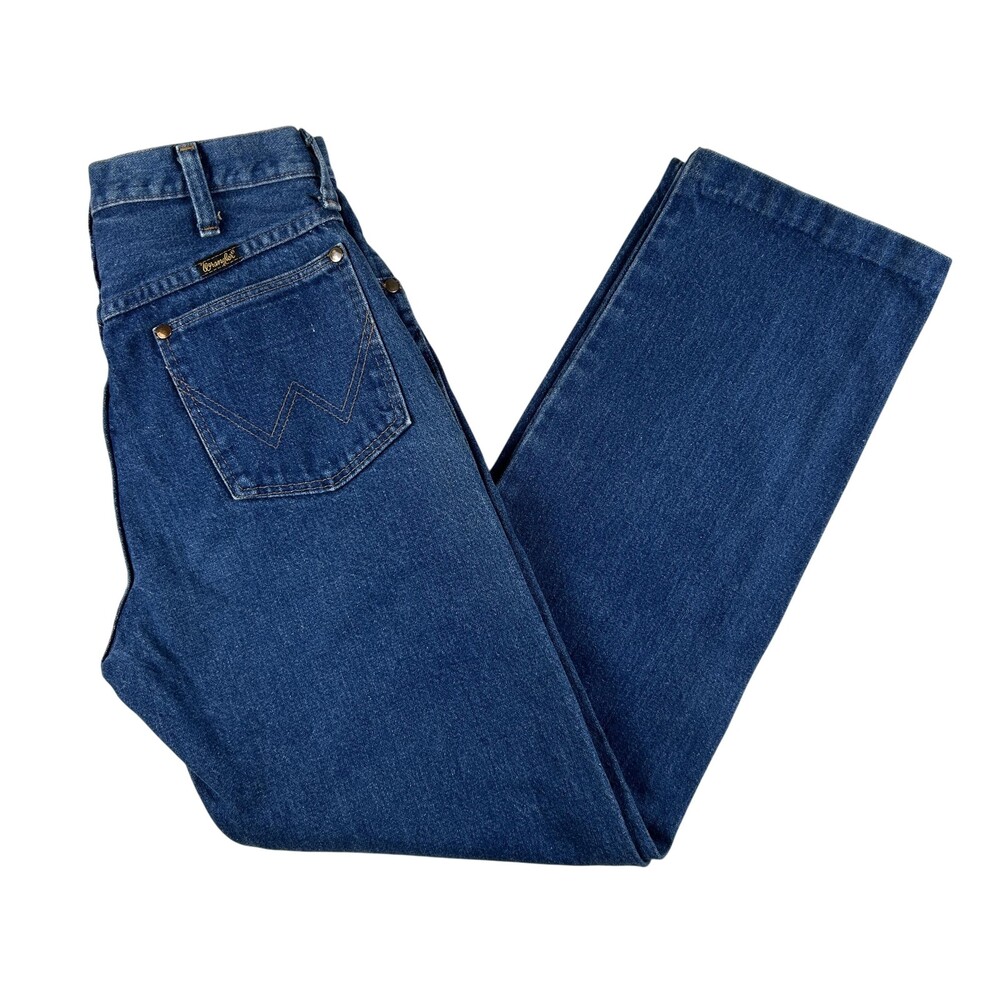 Vtg Wrangler Jeans Mens 28x30 Medium Wash Slim Straight Denim Zip 31MWZ 70s USA